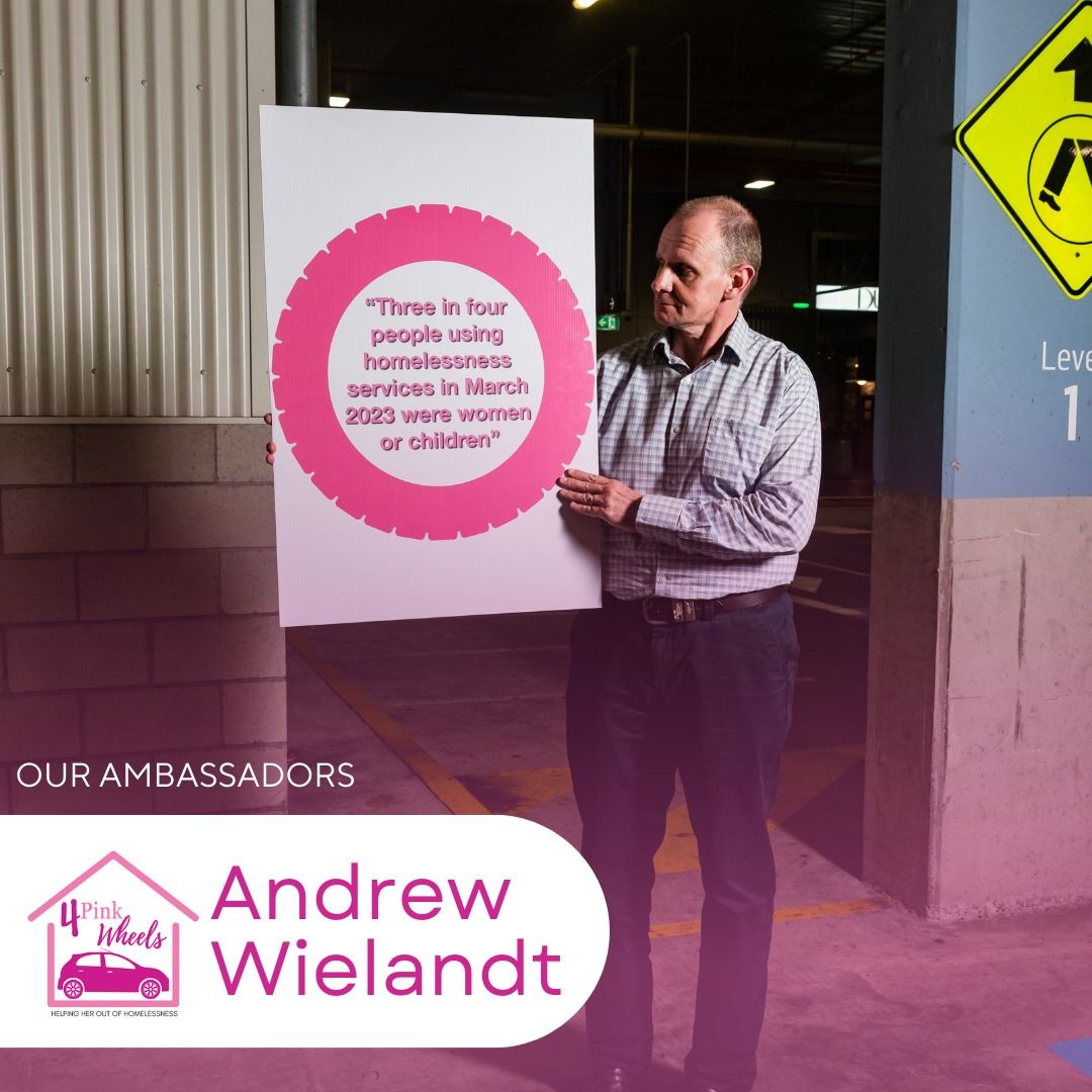 A man holding a sign that says andrew wielandt