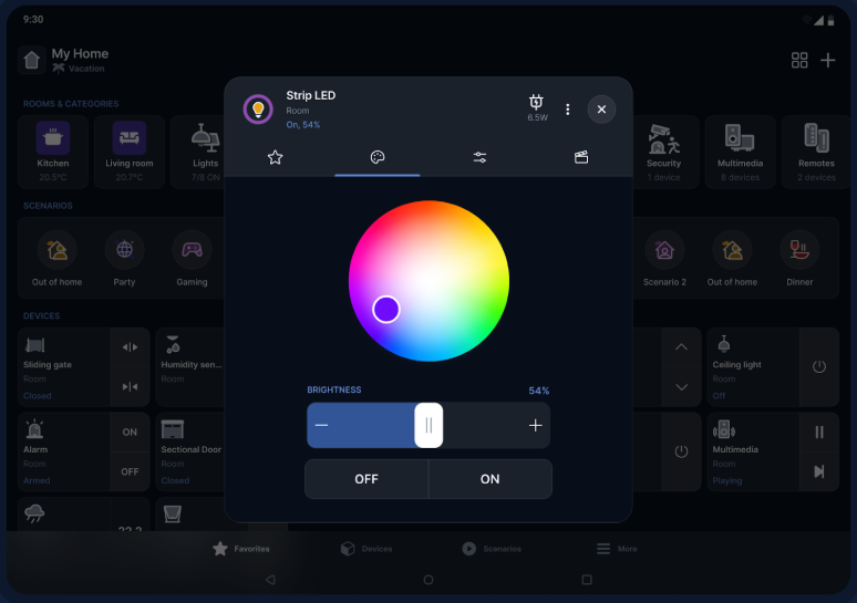 Light application control