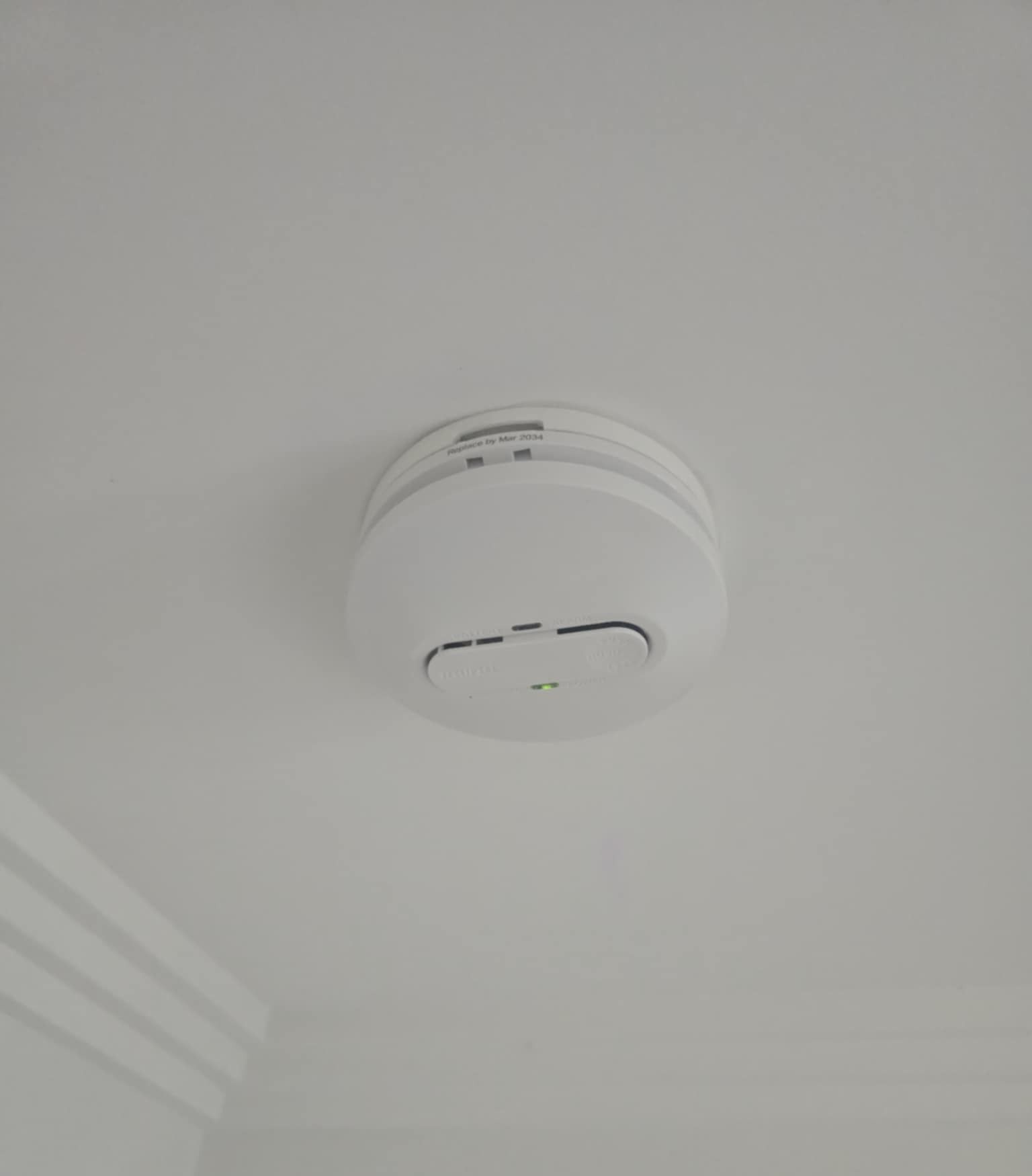 Smoke alarm on ceiling