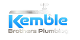 A blue and silver logo for kemble brothers plumbing