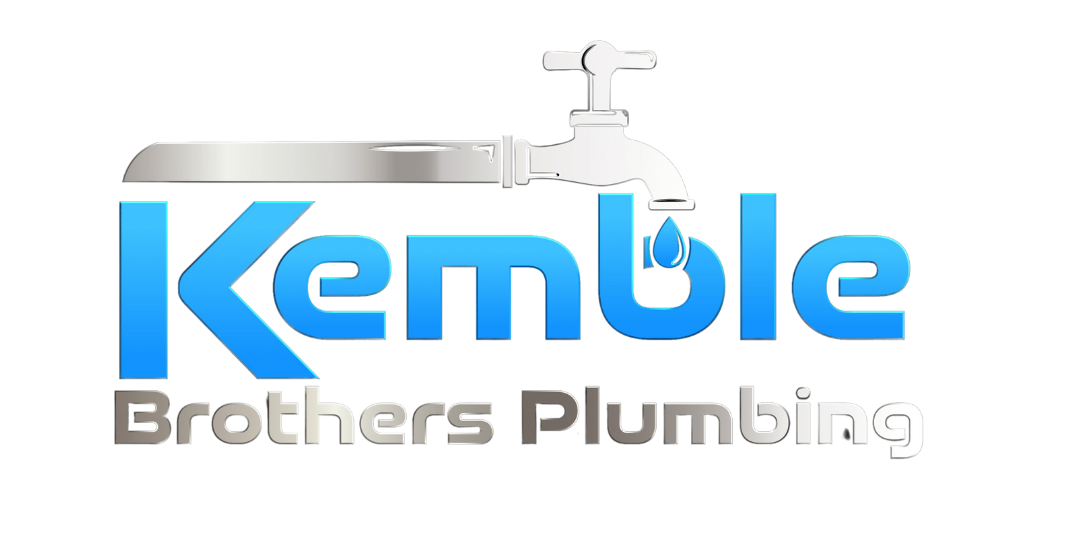 A blue and silver logo for kemble brothers plumbing