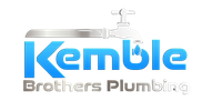 A blue and silver logo for kemble brothers plumbing