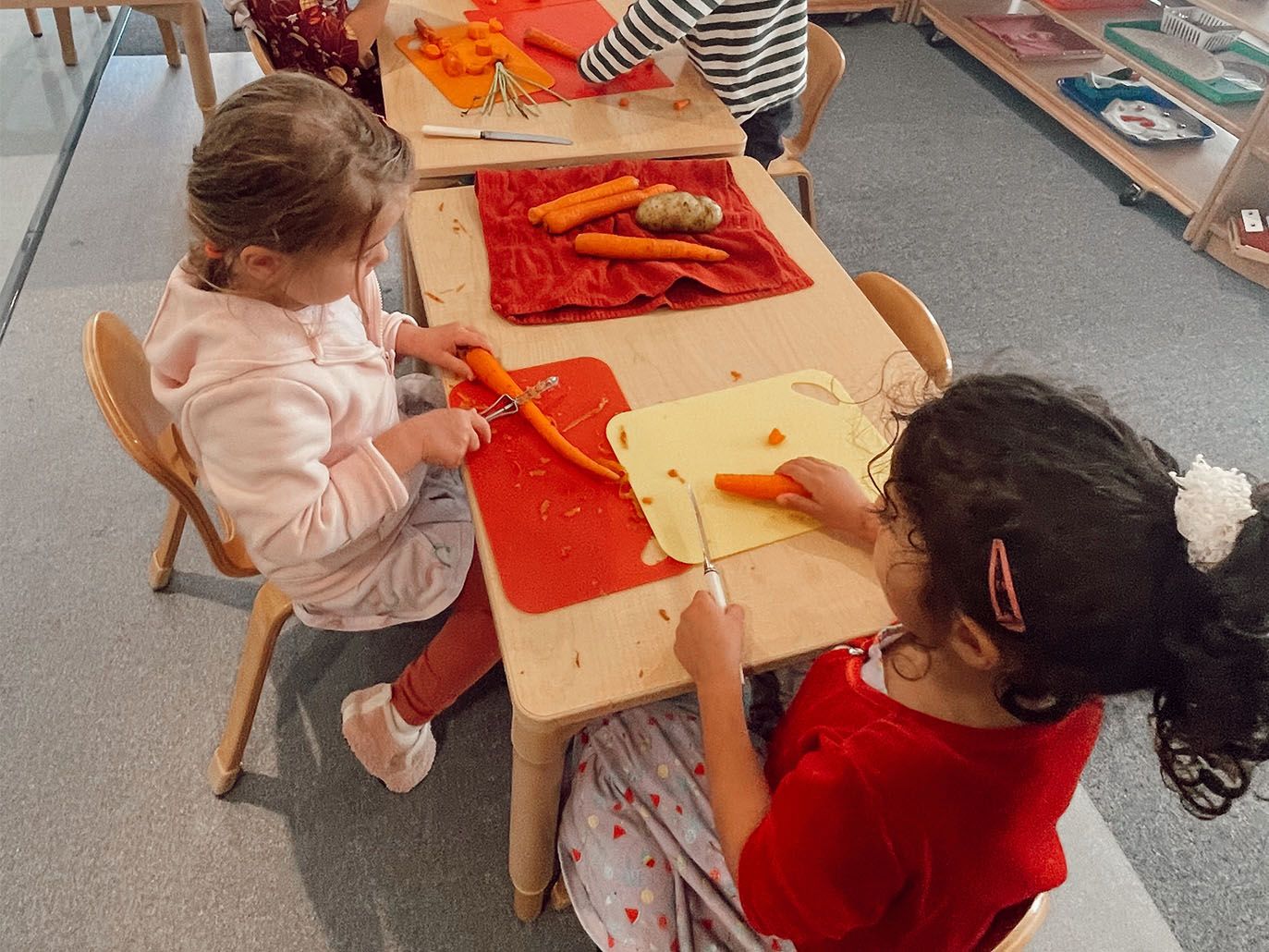 Children preparing for meal.