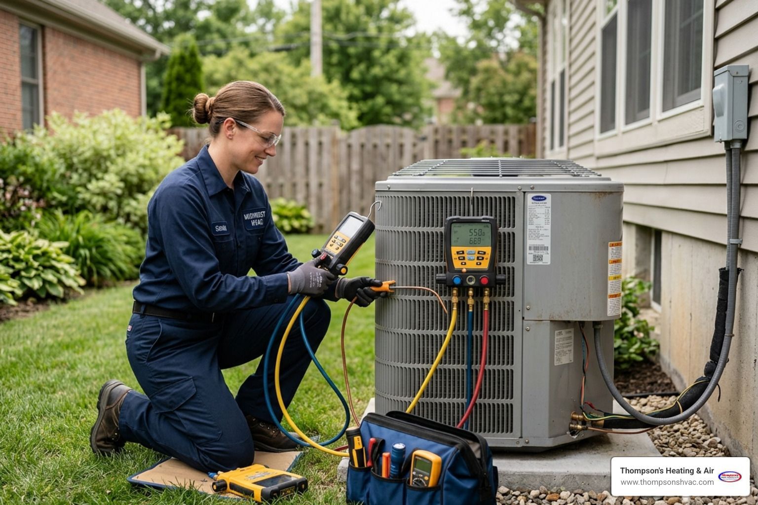 AC repair technician examining an outdoor unit - How do I find a professional to fix air conditioner
