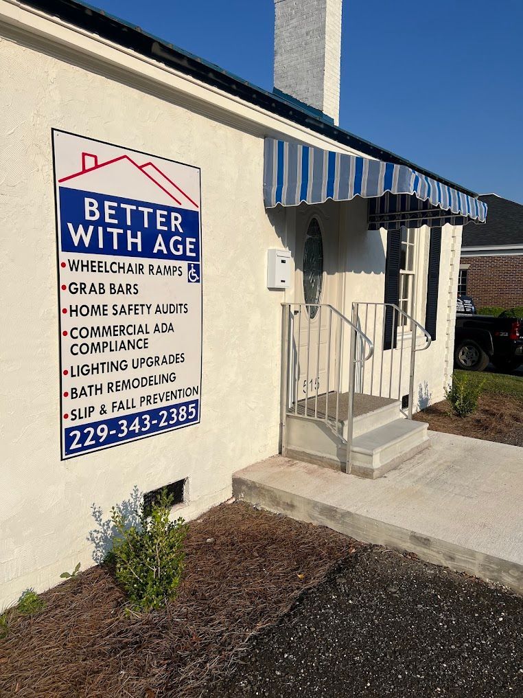 A sign on the side of a building that says `` better with age ''