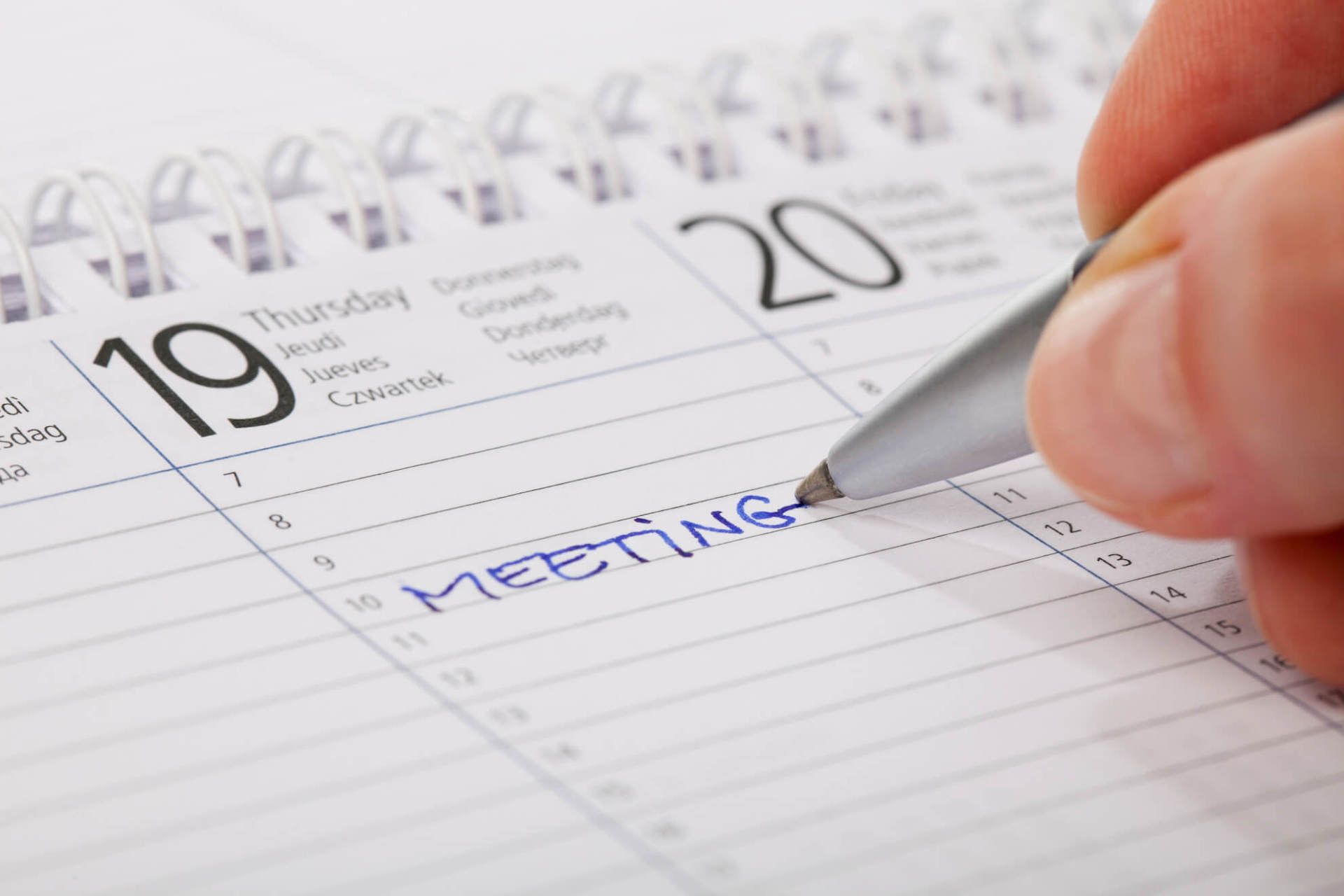 Manual meeting schedule on calculator