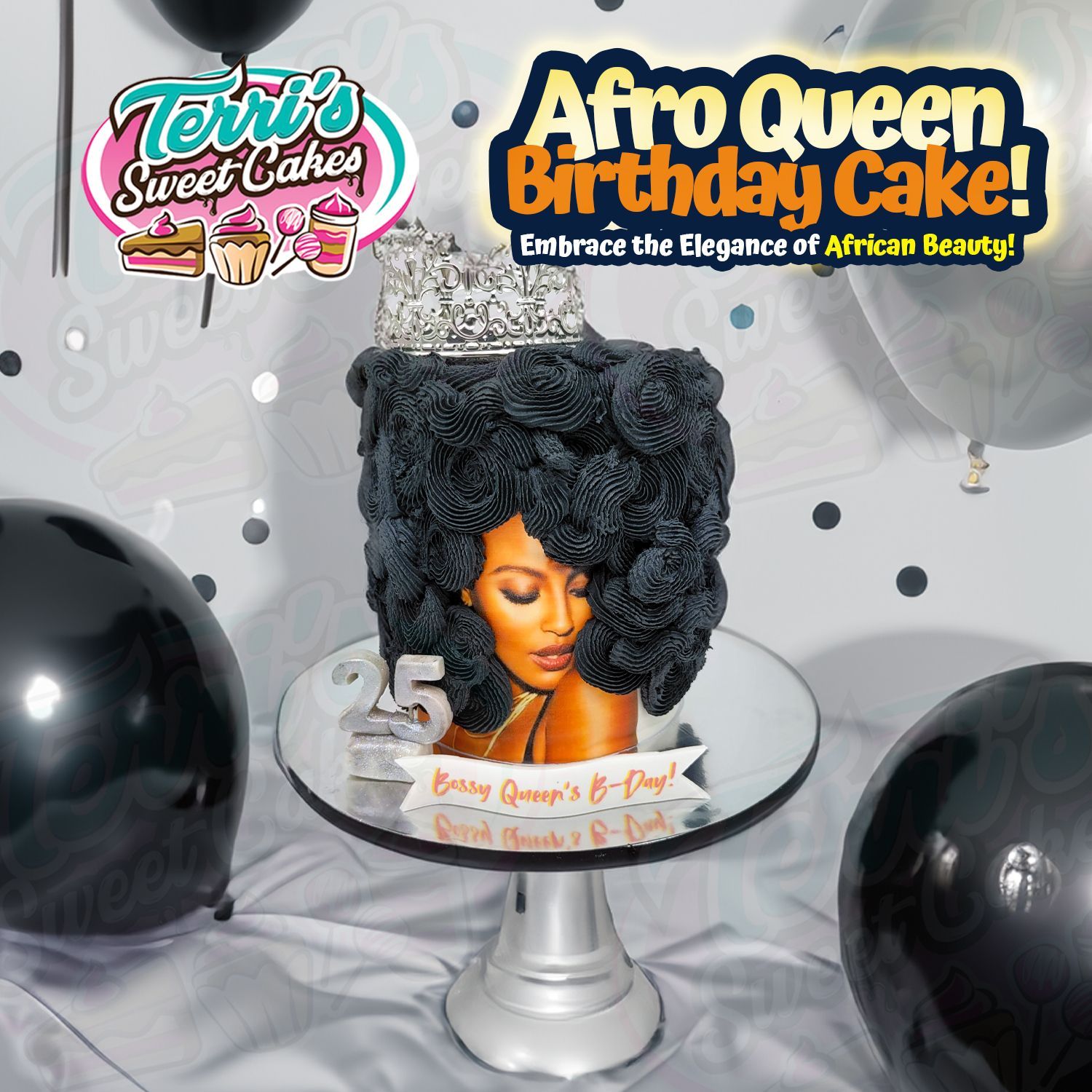 Afro Queen Birthday Cake by Terri's Sweet Cakes!