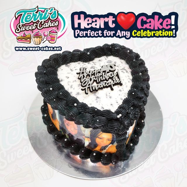 Black & Silver Heart Cake
