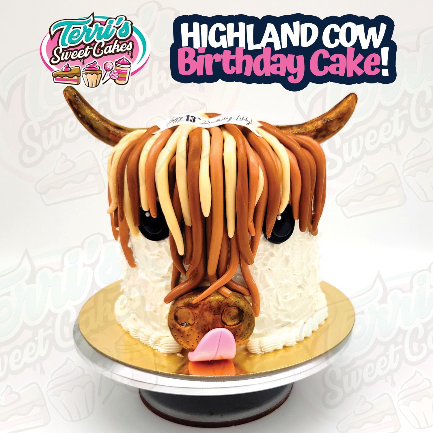 Highland Cow Birthday Cake by Terri's Sweet Cakes!