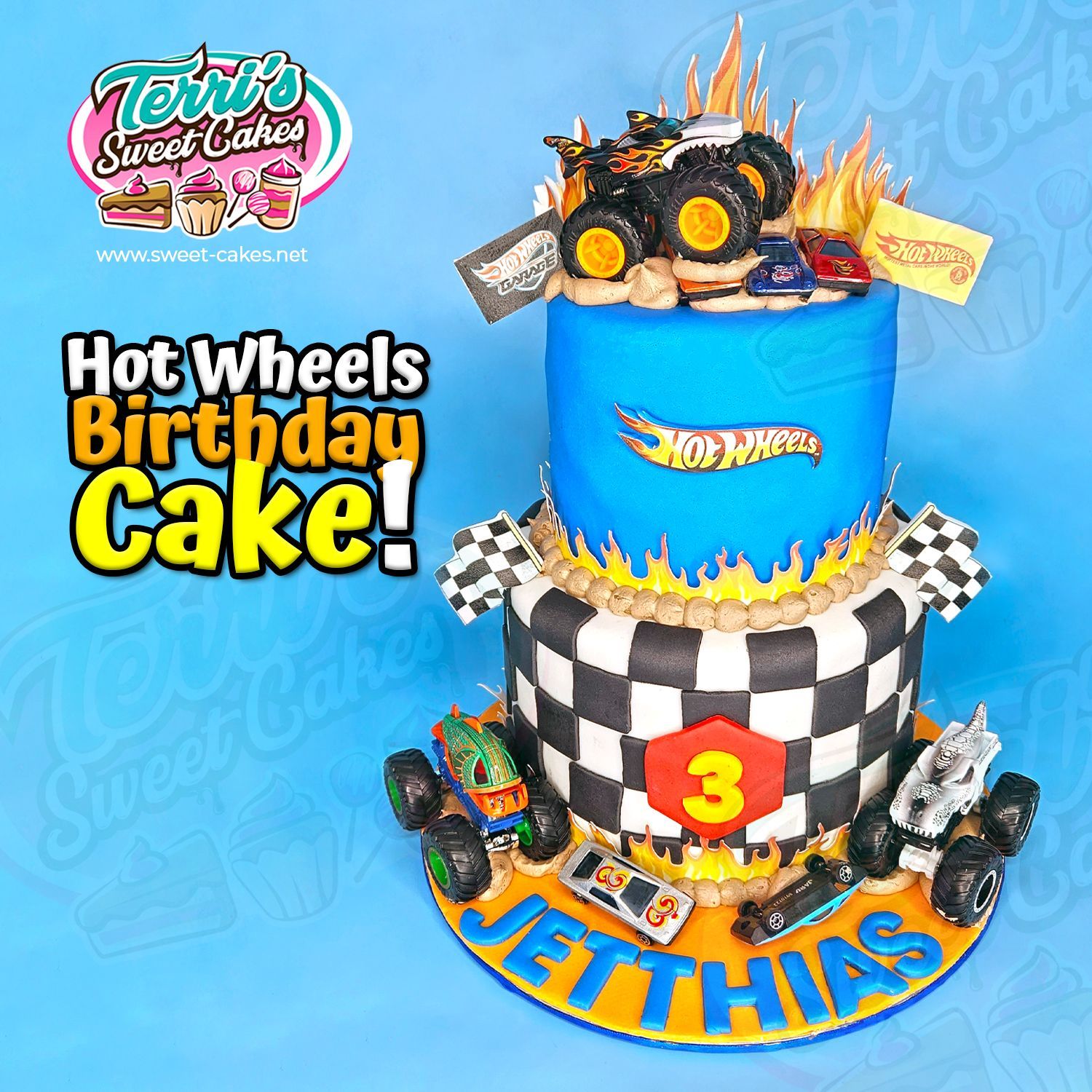 Custom Hot Wheels Birthday Cake by Terri's Sweet Cakes