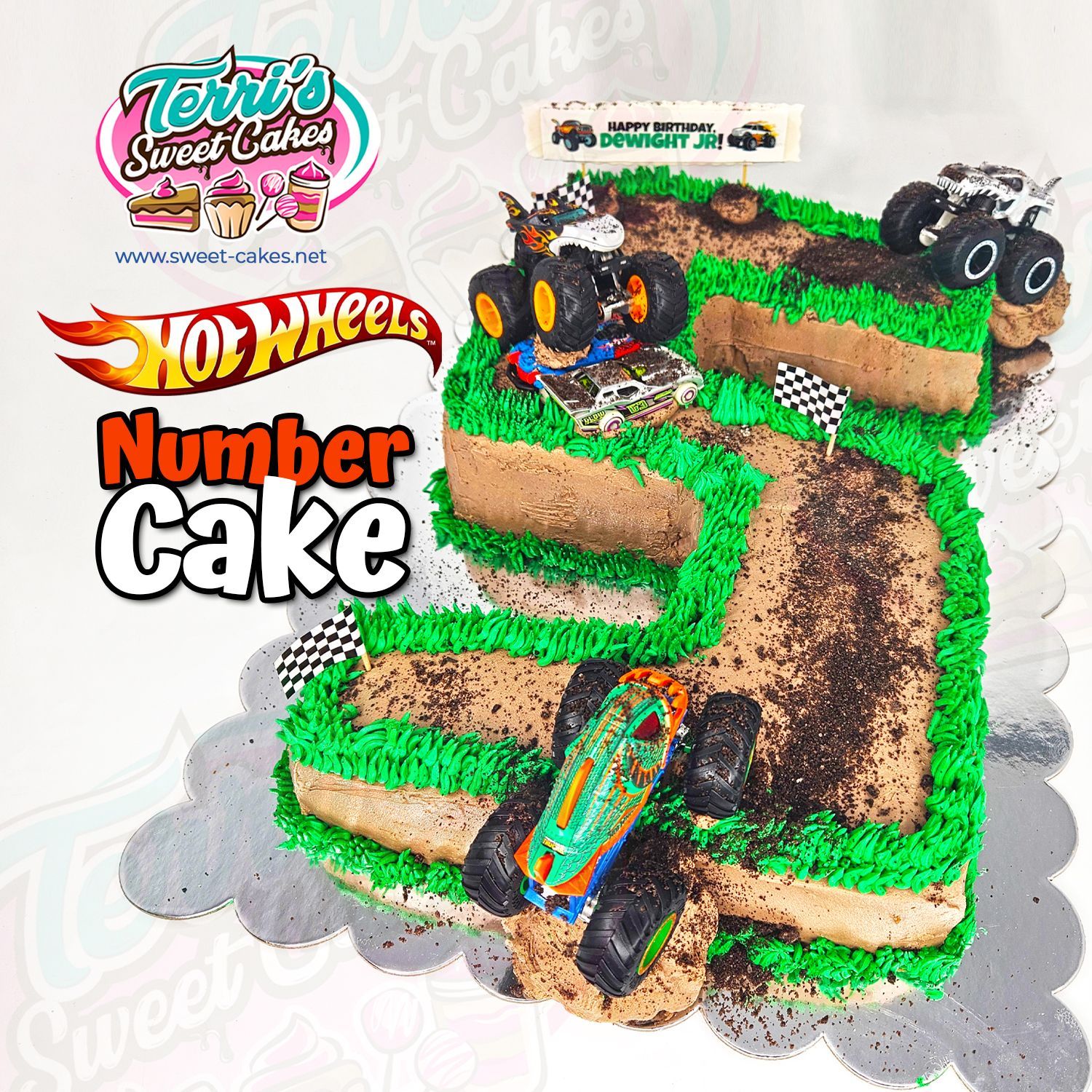 Monster Truck Number Cake by Terri's Sweet Cakes