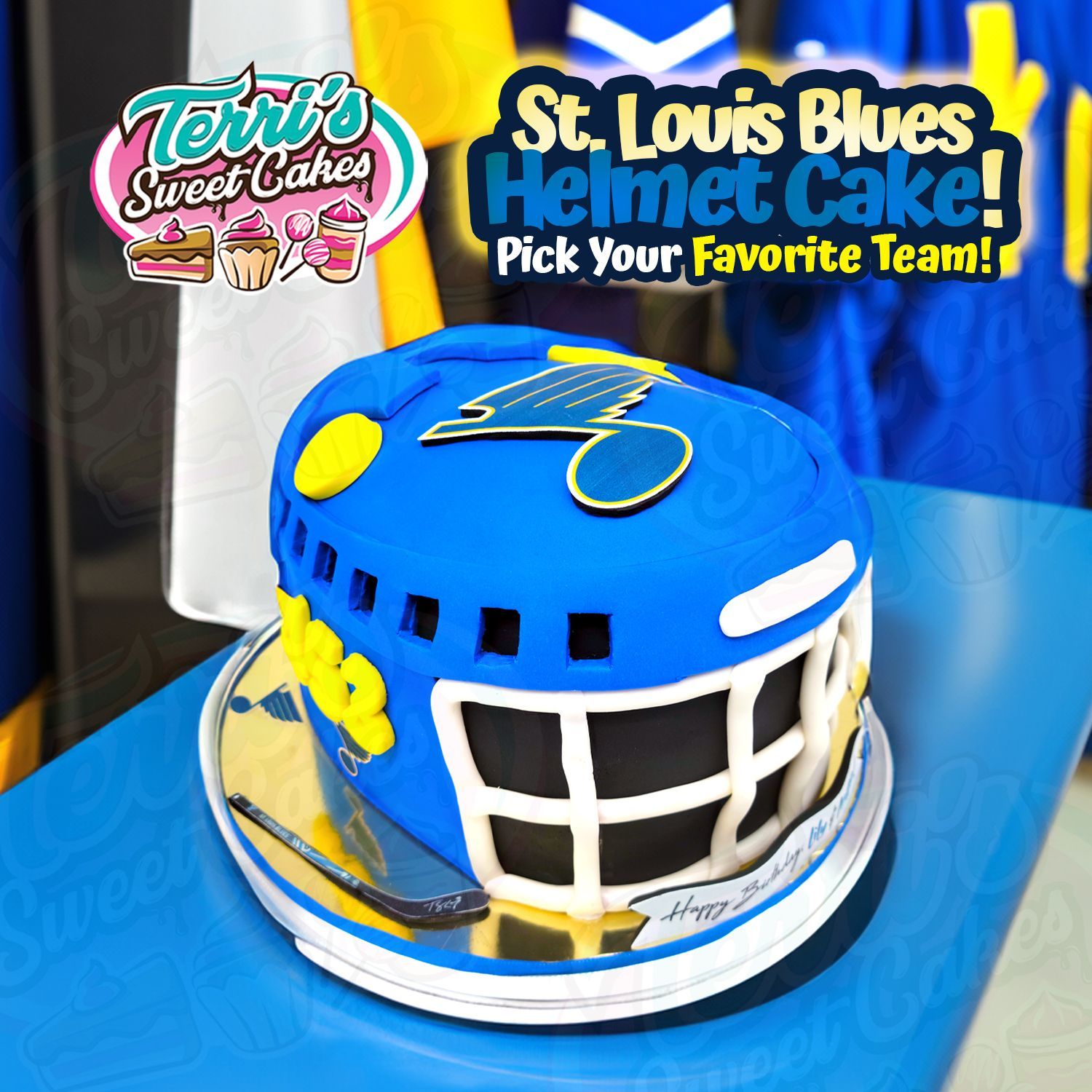 St. Louis Blues Helmet Cake by Terri's Sweet Cakes!