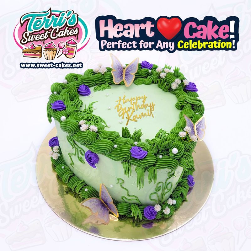 Butterfly Vine Heart Cake