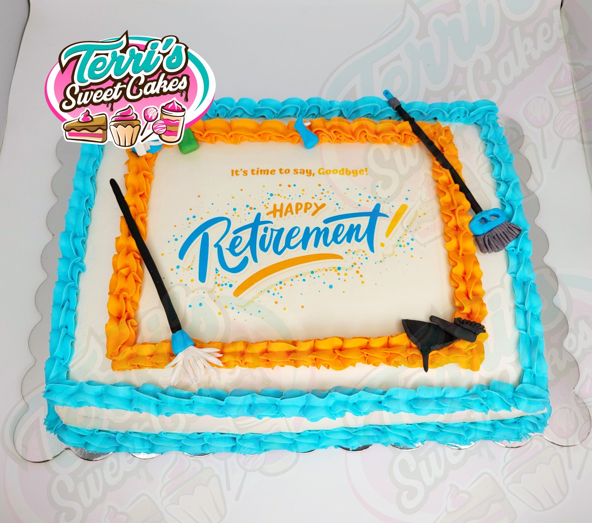 Edible Image Retirment Cake by Terri's Sweet Cakes!