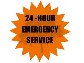 An orange star that says 24 hour emergency service