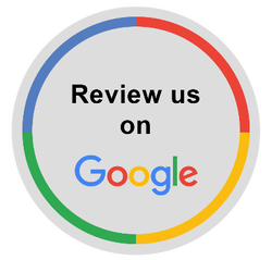 A circle with the words `` review us on google '' on it.