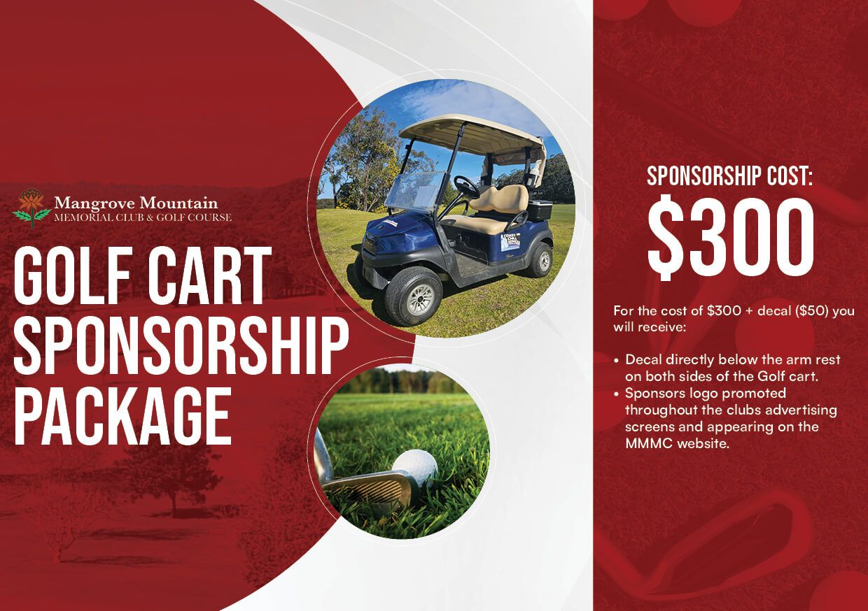 A golf cart sponsorship package with a cost of $ 300