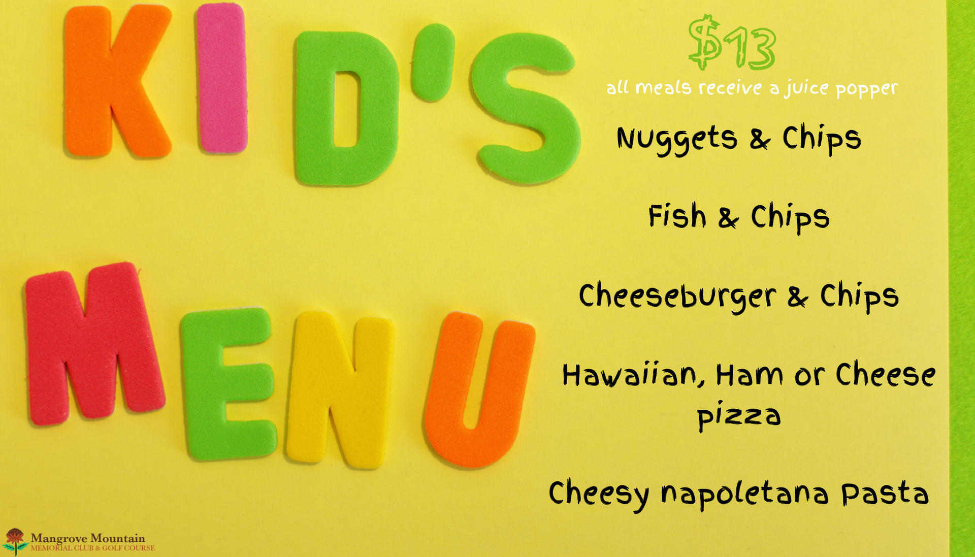 Waratah weekly specials menu Waratah weekly specials menu