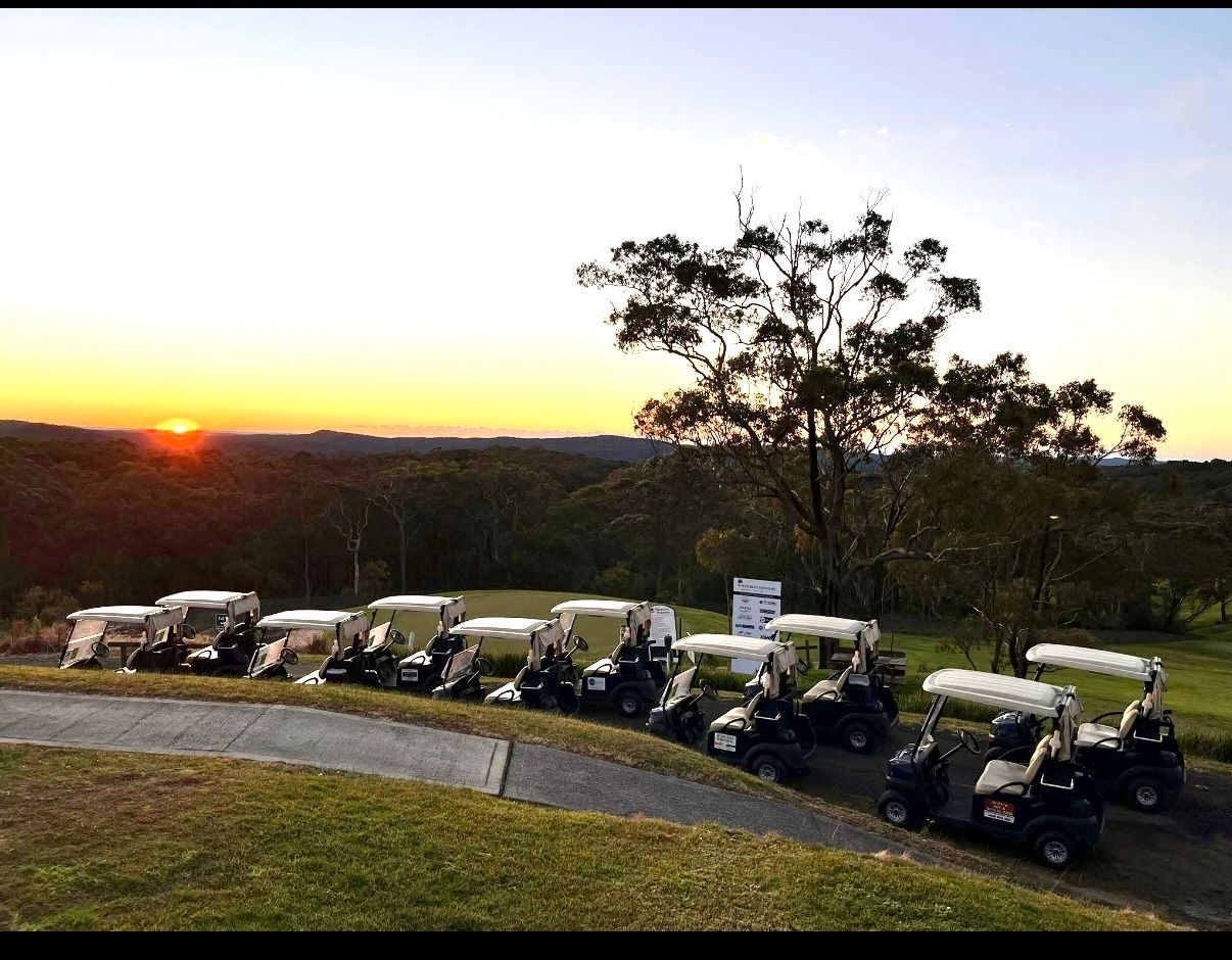 A group of people are playing golf on a golf course.