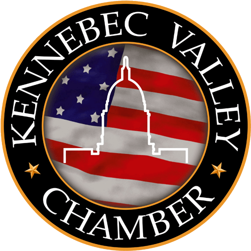 Kennebec Valley Chamber logo with American flag and statehouse outline.