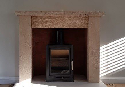 Customer Lewis with newly installed wood burning stove