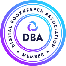 Digital Bookkeeper Association (DBA) Member badge in shades of blue and purple.