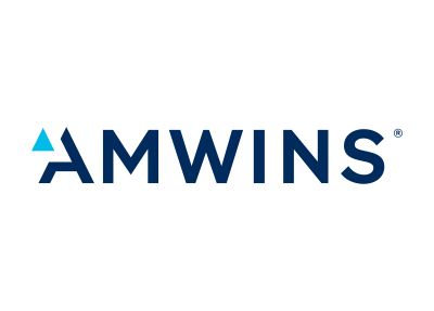 The amwins logo is blue and white on a white background.