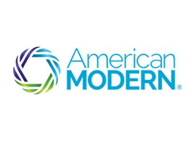 The american modern logo is blue and green with a circle in the middle.