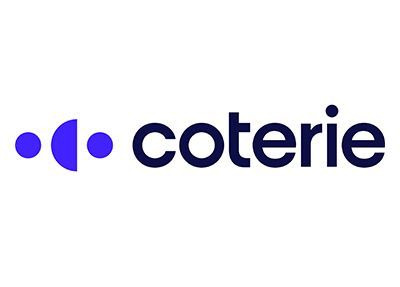 The logo for coterie is a blue logo with a white background.