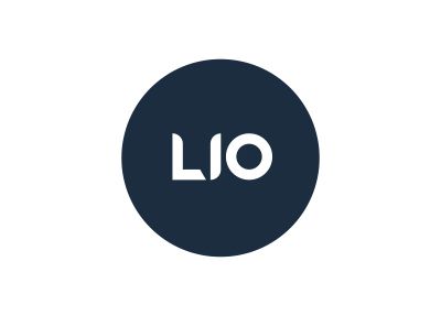 A logo for a company called lio in a circle on a white background.