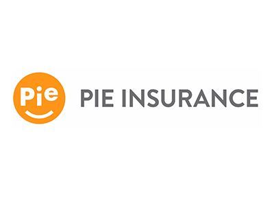 A logo for pie insurance with a smiling face in an orange circle.