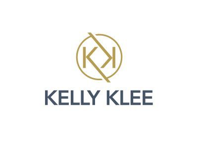 A logo for kelly klee is shown on a white background.