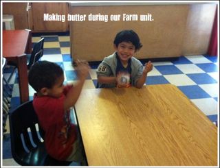 Making butter during our Farm unit.