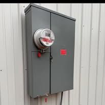 A meter is mounted on the side of a building.