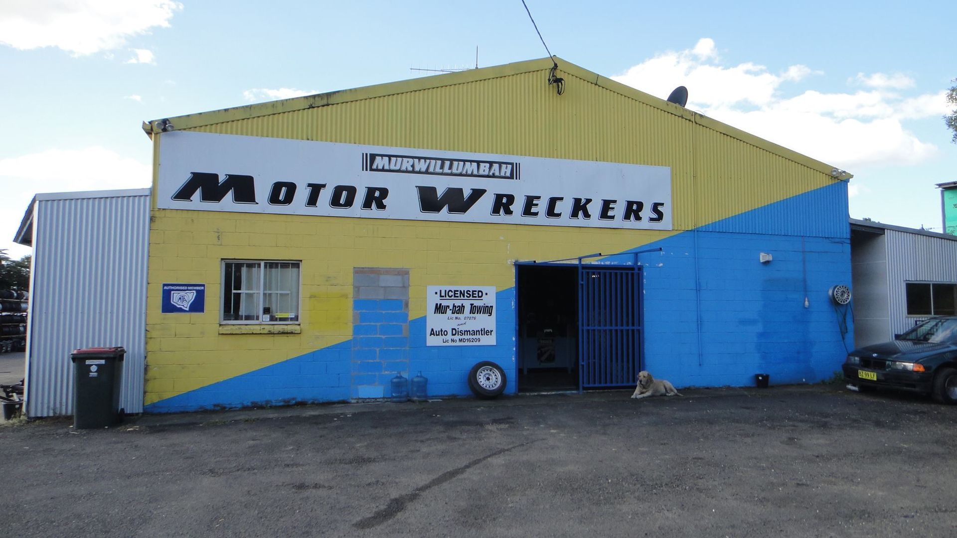 Yellow and Blue Industrial Building Labeled