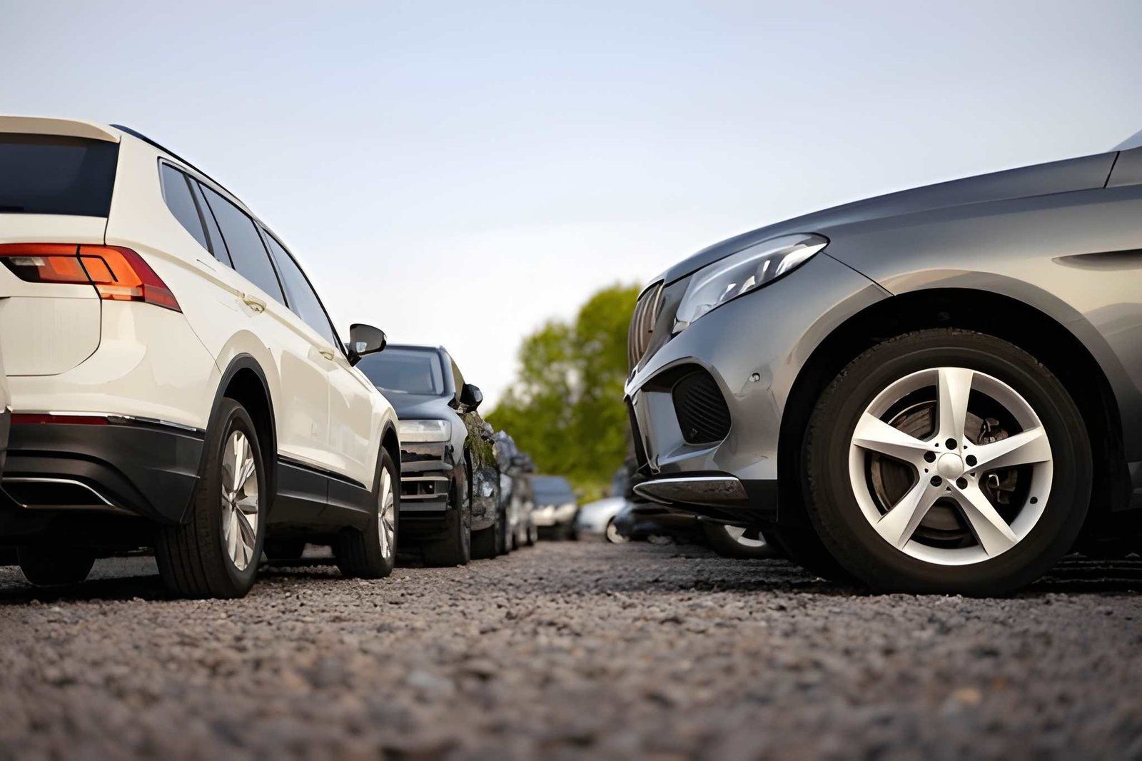 Low-angle View of Multiple Parked Cars in a Gravel Lot — Murwillumbah Motor Wreckers in Byron Bay, NSW