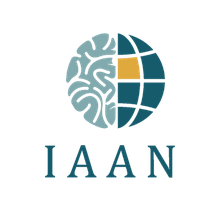The logo for iaan is a globe with a brain in the middle.