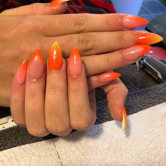 tropical coloured acrylic nails