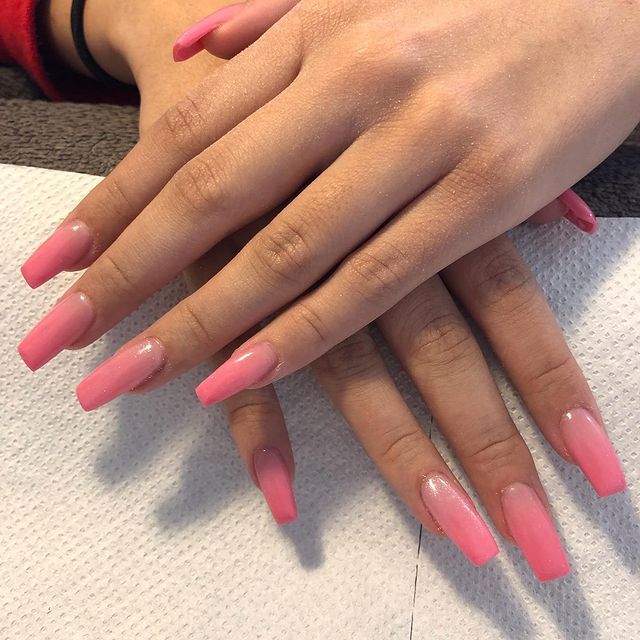 long pink acrylic nails