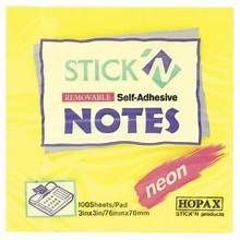 STICK N NOTE 76X76 NEON SUURLEMOEN