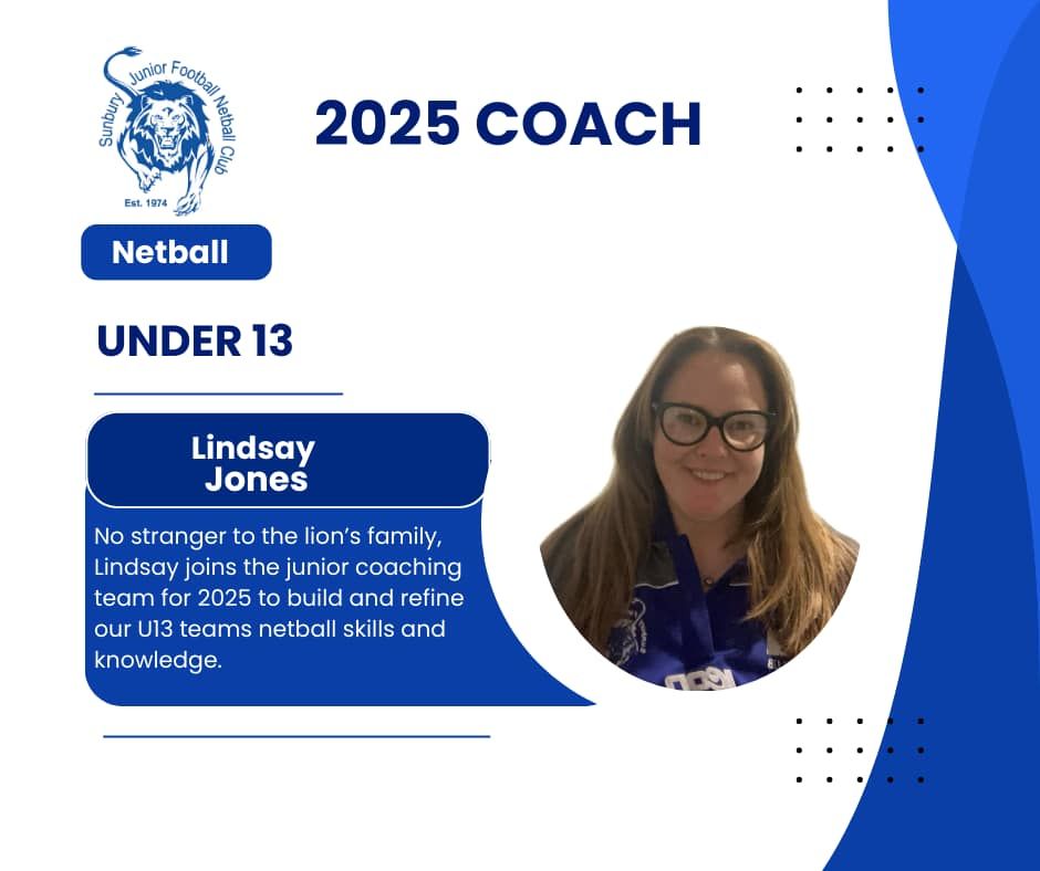 Coach Lindsay Jones. Under 13s.