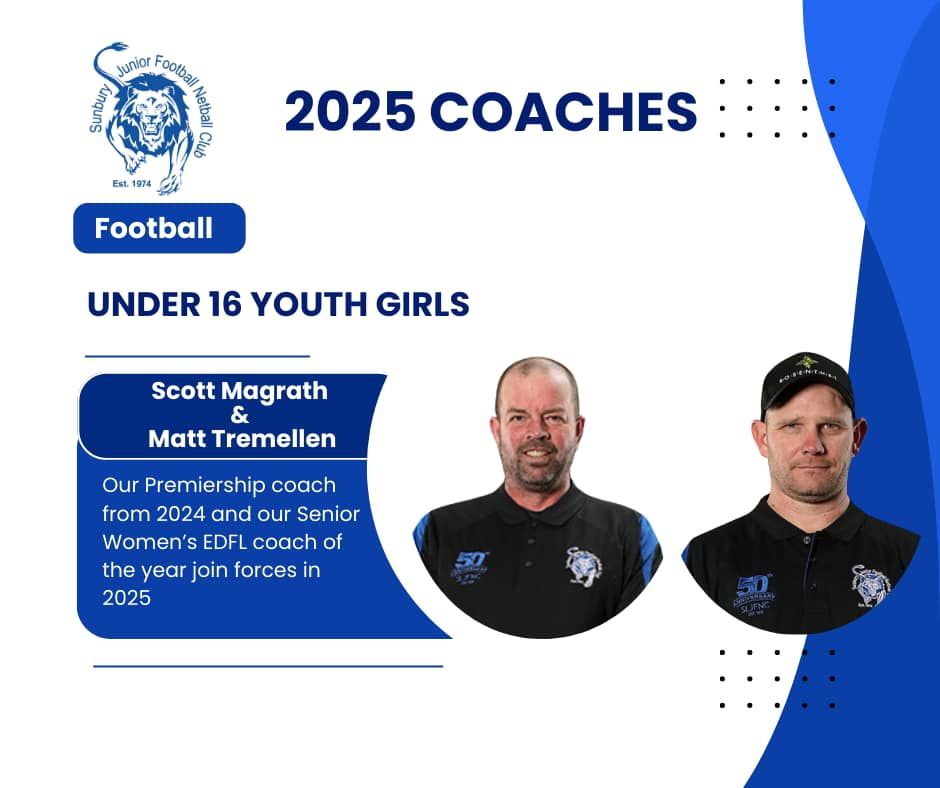 Two men are standing next to each other on a blue background.