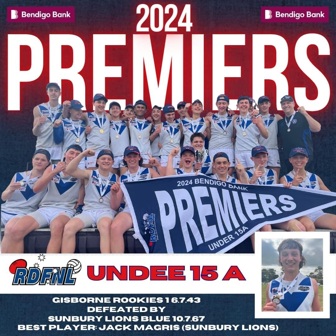 A poster for the 2024 premiers under 16 a soccer team