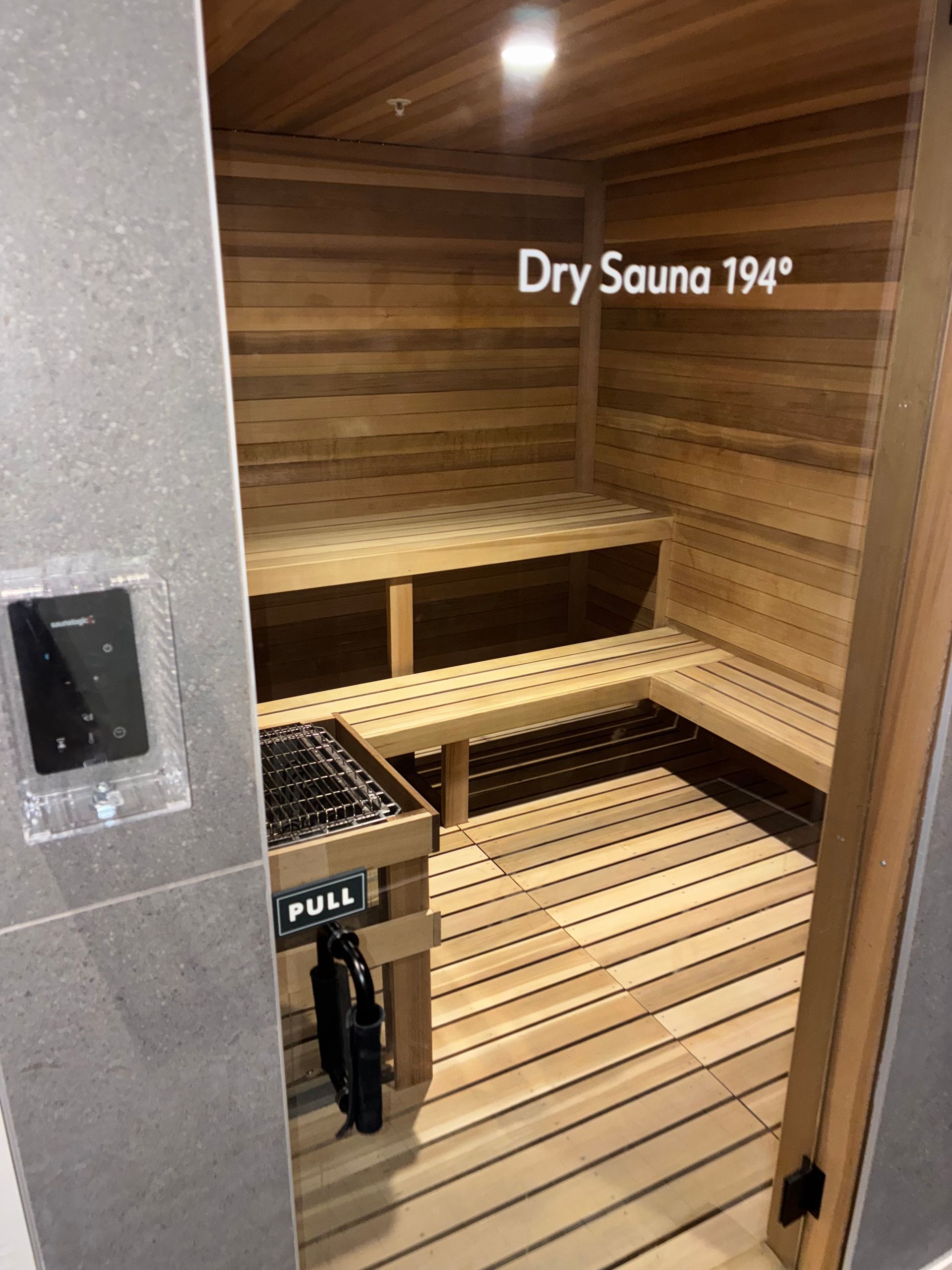A picture of a dry sauna 194 degrees