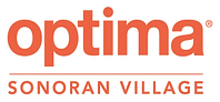 The optima sonoran village logo is orange and white.