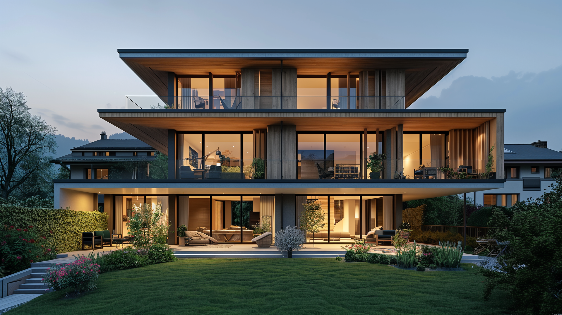 Gerade in Kombination mit Glas und Beton entsteht ein spannender Kontrast: modern, aber trotzdem wohnlich.