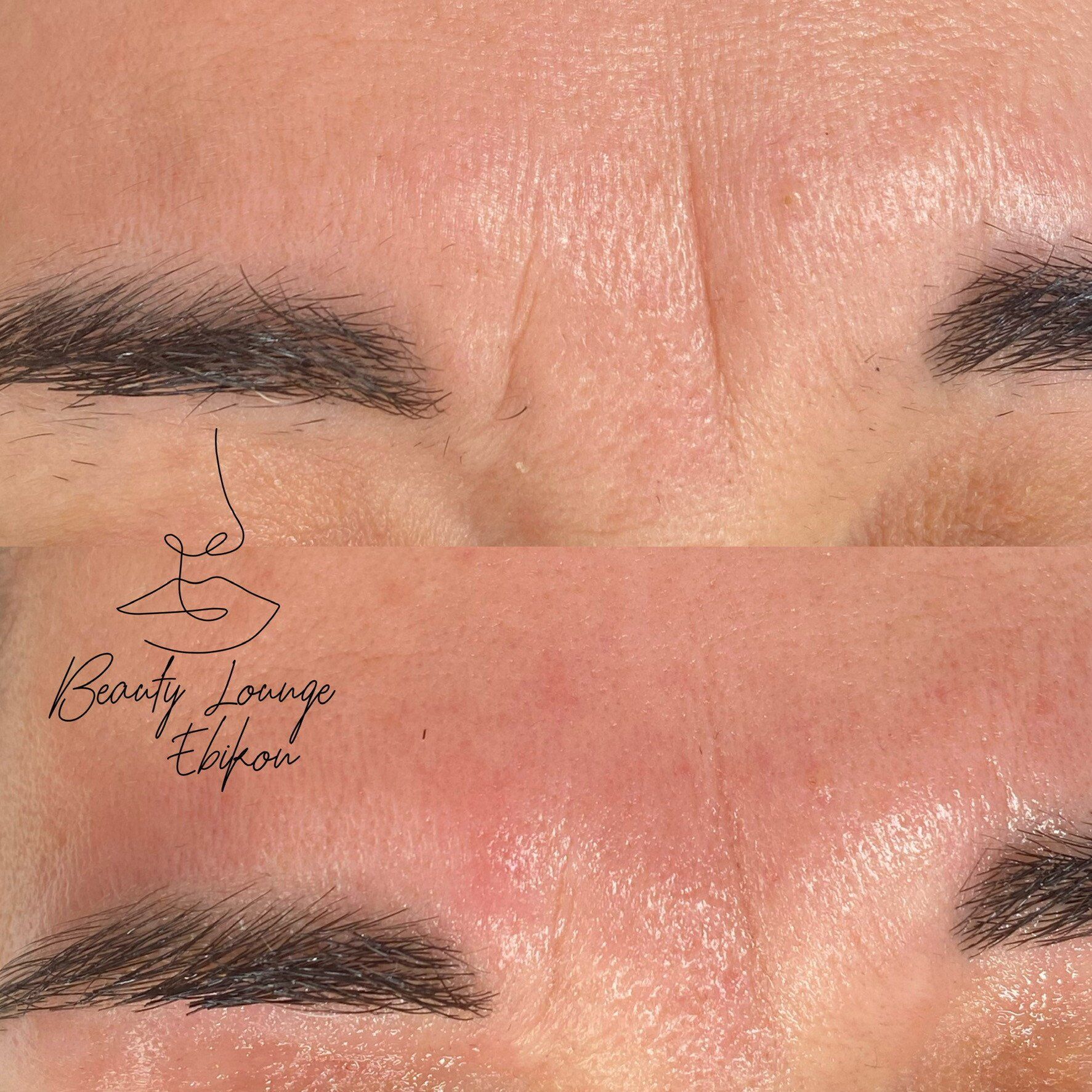 Eine Nahaufnahme der Stirn einer Frau mit einer Tätowierung darauf.