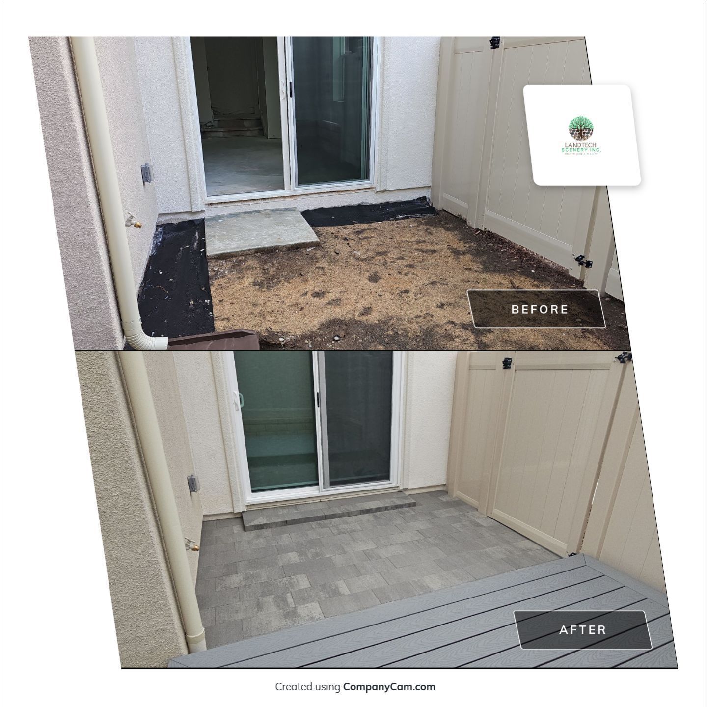 Patio before and after renovation. The 