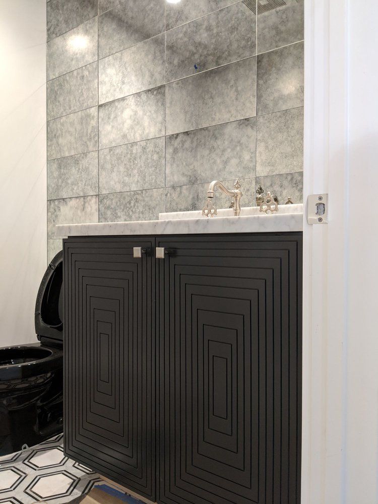 Beautiful custom crafted cabinet used in bathroom.