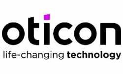 Oticon logo: Black text with 
